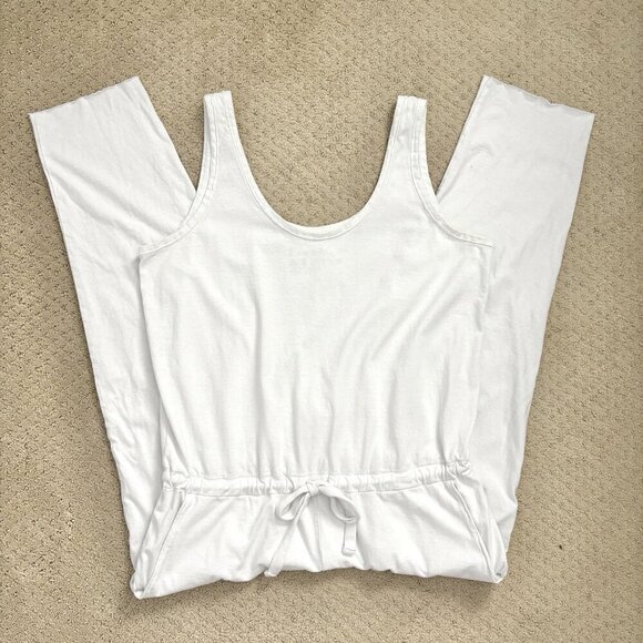 Frank & Eileen Heritage Jersey Tank Jumpsuit in White Drawstring Waist Sz Large - Picture 9 of 9